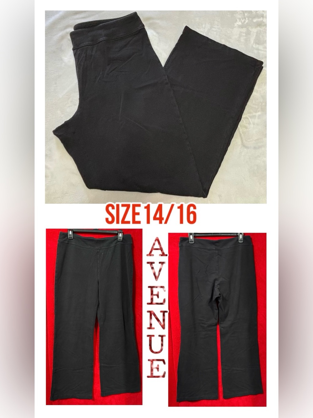 Avenue Body Cotton Stretch Wide Leg Lounge Pants Black Size 14/16 PETITE